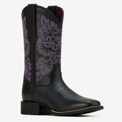 Tuhoomall Western Cowboy Boots for Women, Comfortable Mid-Calf Booties with Floral Embroidery, Perfect for Travel and Casual Wear, Chunky Heel Design Tuhoomall