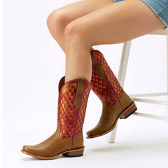 Tuhoomall Western Cowboy Boots for Women, Comfort Mid-Calf Boot with Embroidered Design, Chic and Casual Style for All Seasons