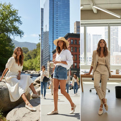 Tuhoomall Comfortable Rhinestone Ballet Flats for Women - Casual Blue Mesh Slip-On Shoes with Low Heel and Round Toe