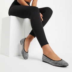 Tuhoomall Comfortable Slip-On Flats for Women - Suede and Denim Upper with Rhinestone Details - Perfect for Fashion Casual, Work, and Parties - Spring/Summer Wear