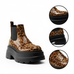 Tuhoomall Fashionable Women's Loafers Ankle Boots With 6cm Thick Sole For Everyday Use Stylish Waterproof Design In Solid Color