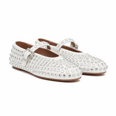 Tuhoomall Comfortable Flat Shoes with Studded Design for Party, Performance, and Casual Wear – Adjustable Straps, Rubber Sole, Round Toe