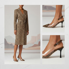 Tuhoomall High Heeled Sandals For Women, Fashion Pointed Toe Design, Mid Heel, Heart Pattern, Perfect For Stylish Outings, Comfortable Rubber Sole