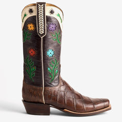 Tuhoomall Western Cowboy Boots for Women - Floral Embroidery, Comfortable Slip-On, Versatile Casual and Party Wear Tuhoomall