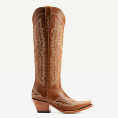 Tuhoomall Western Over-the-Knee Boots for Women, Floral Embroidered Chunky Heel, Comfortable Slip-On, Stylish for Travel and Outdoor Fashion