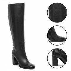 Tuhoomall Fashion Boots with Zipper Closure, Square Toe, Chunky Heel for Party, Office, Casual Wear - All Season Comfortable Style