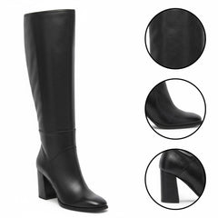 Tuhoomall Fashion Boots with Zipper Closure, Square Toe, Chunky Heel for Party, Office, Casual Wear - All Season Comfortable Style Tuhoomall