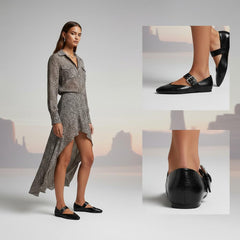 Tuhoomall Comfortable Flat Shoes with Adjustable Buckle, Casual Office Wear, Stylish Solid Color for Spring Summer