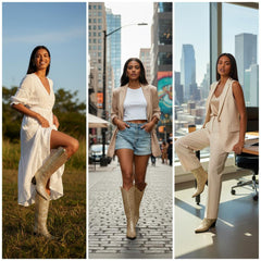 Tuhoomall Western Block Heel Ankle Boots with Glitter Detail, 2.50 in Heel Height, Stylish for Parties and Performances, Faux Leather Lining