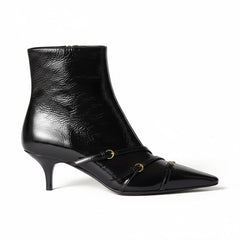 Tuhoomall Fashion Ankle Boots for Women, Comfortable Pointed Toe, Cat Heel with Hardware Buckles, Ideal for Parties and Daily Wear, Casual All-Season Style Tuhoomall