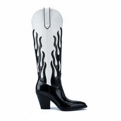 Tuhoomall Western Cowgirl Boots for Women, Pointed Toe, Slanted Block Heel, Stylish Mid Calf, Comfortable Slip-On Design