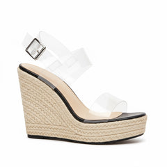 Tuhoomall Comfortable Bohemian Style Slip-On Wedge Sandals with 11 CM Heel for Travel - Waterproof, Solid Color, Open Toe Design