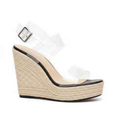 Tuhoomall Comfortable Bohemian Style Slip-On Wedge Sandals with 11 CM Heel for Travel - Waterproof, Solid Color, Open Toe Design Tuhoomall