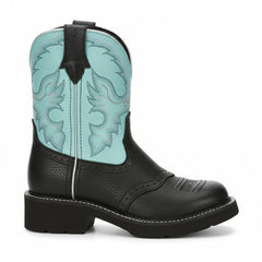 Tuhoomall Western Cowboy Ankle Boots for Women, Floral Embroidery Low Heel Short Booties, Fashion Casual Everyday Wear