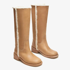 Tuhoomall Women's Boots, Comfortable Slip-On, Round Toe, Casual & Formal Wear, Versatile Fashion Footwear for Spring, Autumn & Winter Tuhoomall