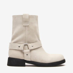 Tuhoomall Western Cowboy Ankle Boots for Women, Vintage Chunky Heel Booties, Easy Slip-On Design, All-Weather Comfort with Metal Buckle Detail