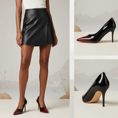 Tuhoomall Stylish High Heels for Parties and Dances, Gradient Design, Pointed Toe, 8cm Stiletto Heels, Slip-On, Rubber Sole, Synthetic Leather Lining