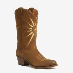 Tuhoomall Western Stylish Mid-Calf Boots for Women, Pointed Toe, Casual Patchwork Design, Comfortable Mid Heel, All-Season Wear Tuhoomall