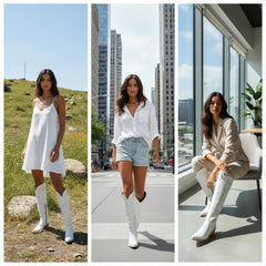 Tuhoomall Western Knee-High Boots with Elegant Embroidery, Stylish Mid Heel for Casual and Office Wear, Durable Faux Suede Leather, All-Season Fashion