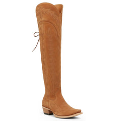 Tuhoomall Western Knee High Boots for Women, Floral Embroidery, Rubber Sole, Adjustable Buckle, Chunky Heel, All-Season Casual Wear