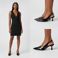 Tuhoomall Comfortable Kitten Heel Slip-On Shoes, Metallic Finish, Fashionable for Work and Travel, Made with Genuine Leather, Perfect for Spring and Summer