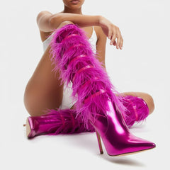 Tuhoomall Faux Suede Womens Fashion Booties With 4 Inch Heels, Zip Closure, Pointed Toe, Perfect For Parties And Performances