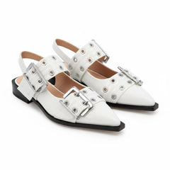 Tuhoomall Comfortable Low Heel Platform Shoes with Adjustable Metal Buckle for Casual and Office Use, Ideal for All-Season Wear