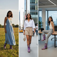 Tuhoomall Stylish Western Ankle Boots with Floral Embroidery, Rubber Sole, Chunky 5cm Heel for Classic and Casual Looks