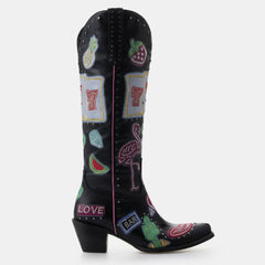 Tuhoomall Western Embroidered Cowgirl Boots for Women - Chunky 5.1 cm Heel, Slip-On, Versatile Casual Party Footwear Tuhoomall