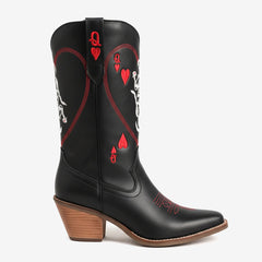 Tuhoomall Western Style Women's Cowboy Boots, Embroidered Ankle Booties for Travel, Outdoor Fashion, Parties, and Casual Wear