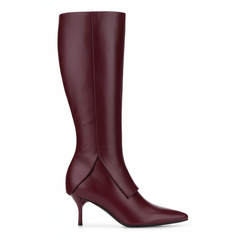 Tuhoomall Knee-High Fashion Boots With Zip Closure For Parties And Casual Wear, Elegant Pointed Toe, 7cm Cat Heel, All-Season Style