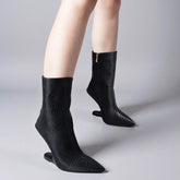 Tuhoomall Fashion Women’s Ankle Boots with Snakeskin PU, Stylish Pointed Toe, Perfect for Parties and Performances, Comfortable Wedge Heel Design