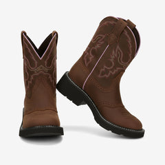 Tuhoomall Western Cowboy Ankle Boots for Women, Floral Embroidery Low Heel Short Booties, Fashion Casual Everyday Wear