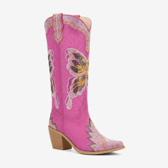 Tuhoomall Comfortable Rhinestone Knee-High Western Boots for Parties, Performances and Everyday Fashion