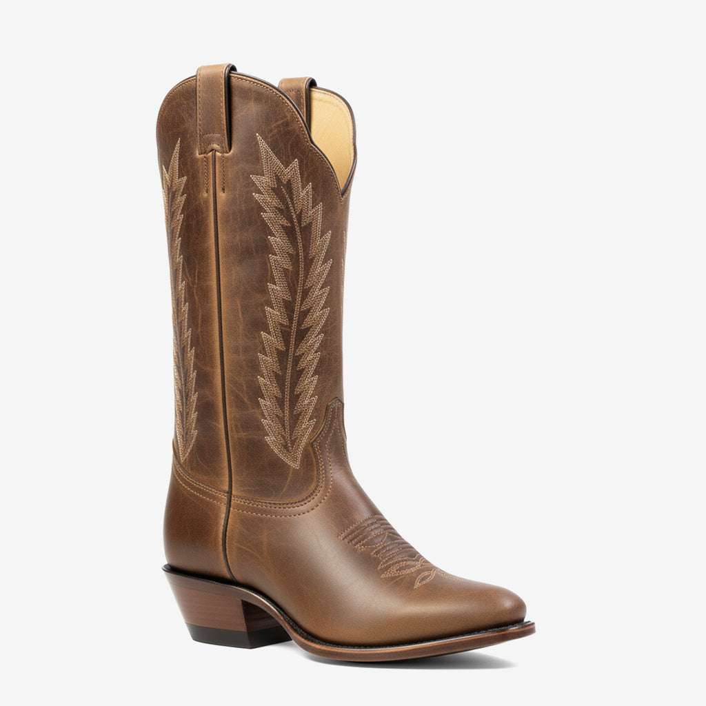 Tuhoomall Western Ankle Boots for Women, Fashionable Distressed Leather, Casual and Outdoor Style, Comfortable 5cm Mid Heel, Elegant Embroidery Detail Tuhoomall