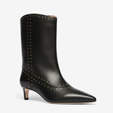 Tuhoomall Fashionable Women's Ankle Boots, Low Heel, Studded Slip-On for Travel, Casual and Work Outings, Comfortable Pointed Toe Design Tuhoomall