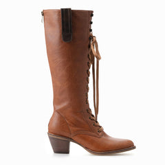 Tuhoomall Western Cowgirl Mid Calf Boots, Retro Chunky Heel, Round Toe, Zipper Closure, Stylish Casual Travel Footwear Tuhoomall