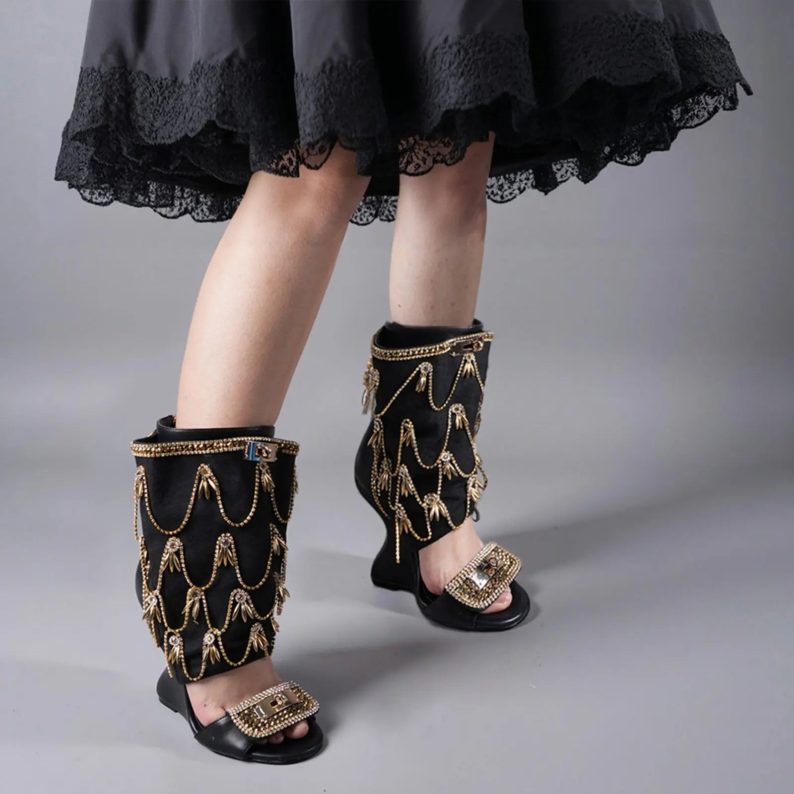 Tuhoomall Comfortable High Heel Wedge Sandals with Tassels for Weddings and Parties Tuhoomall