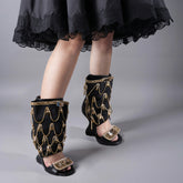 Tuhoomall Comfortable High Heel Wedge Sandals with Tassels for Weddings and Parties