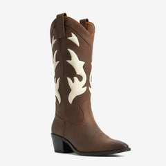 Tuhoomall Western Embroidered Mid-Calf Boots with Chunky Heel Perfect for Fashion and Casual Work Wear Tuhoomall