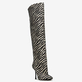 Tuhoomall Over-The-Knee High Heels Boots for Party, Runway Performance, Vegan-Friendly with Striped and Zebra Patterns Tuhoomall