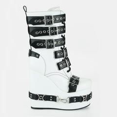 Tuhoomall Waterproof Ankle Boots for Women, Comfortable Wedge Heel, Stylish Rain & Snow Footwear with Adjustable Buckle and Zipper Closure, Perfect for Outdoor Activities