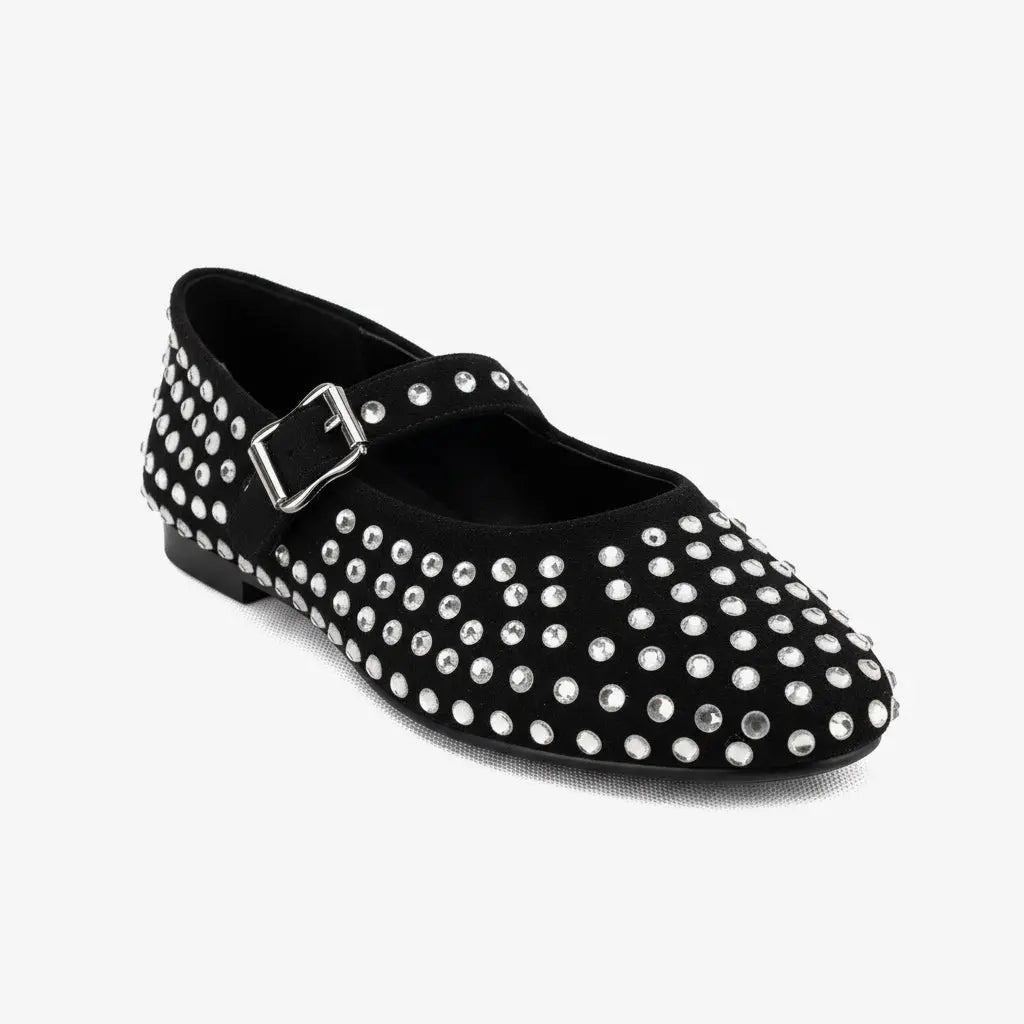 Tuhoomall Ballet Flats Women’s Boots with Studded Design, Comfortable Slip-On, Casual Style, Rubber Sole and Adjustable Buckle, Low Top Tuhoomall