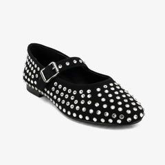 Tuhoomall Ballet Flats Women’s Boots with Studded Design, Comfortable Slip-On, Casual Style, Rubber Sole and Adjustable Buckle, Low Top Tuhoomall