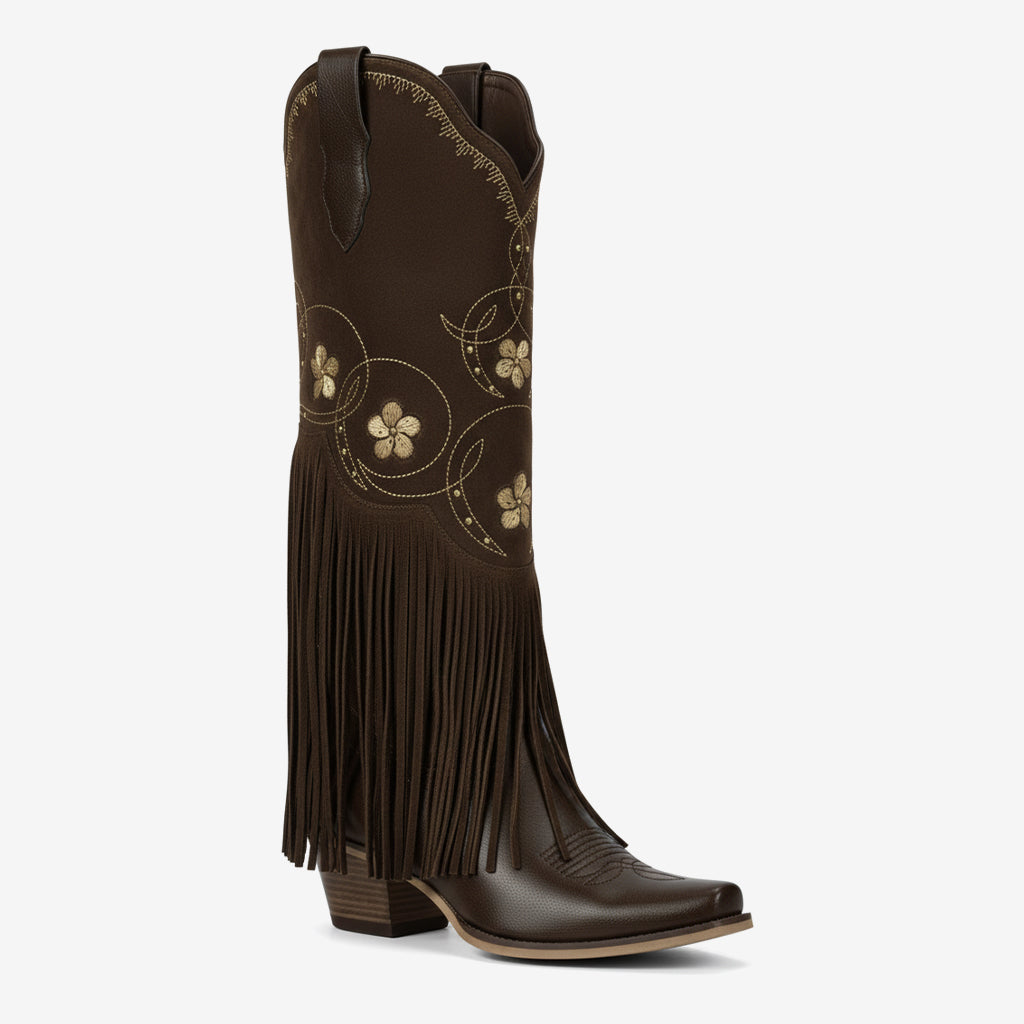 Tuhoomall Western Knee-High Boots for Stylish Casual Occasions, Comfortable Rubber Sole, Easy Slip-On Design, Perfect for Spring, Autumn, and Winter Tuhoomall