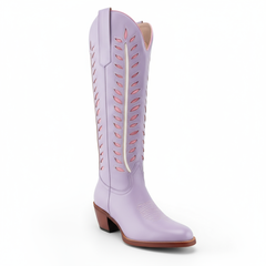 Tuhoomall Western Mid Calf Boots for Women, Embroidered Vegan Leather, Casual Chunky Heel, Spring Autumn Winter Fashion