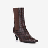 Tuhoomall Stylish Ankle Boots for Women, Chunky Block Heel, Slip-On Design, Versatile for Casual and Workwear, Stone Pattern, Comfortable Fit