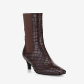 Tuhoomall Stylish Ankle Boots for Women, Chunky Block Heel, Slip-On Design, Versatile for Casual and Workwear, Stone Pattern, Comfortable Fit Tuhoomall