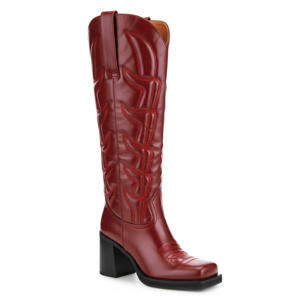 Tuhoomall Fashion Ankle Boots for Women, Floral Embroidery, High Chunky Heels, Casual Chic for All Seasons Tuhoomall