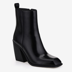 Tuhoomall Chunky Heeled Ankle Boots for Women, Solid Color, High Ankle Design, Zipper Closure, Work and Casual Versatility, 9.5 cm Heel